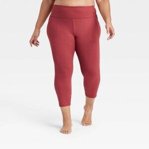 All in Motion Women's Plus Size Simplicity Mid-Rise Capri Leggings 20" Red 3X